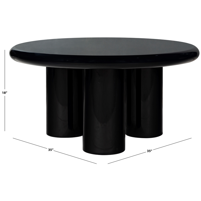 Safavieh Lollita Round Concrete Coffee Table in Black