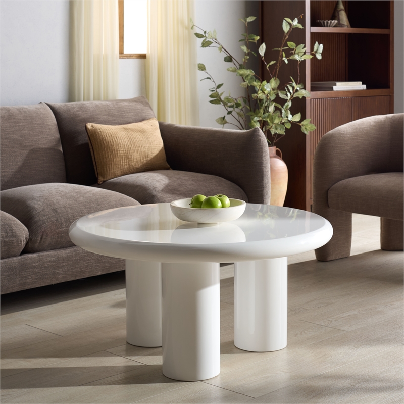 Safavieh Lollita Round Concrete Coffee Table in White