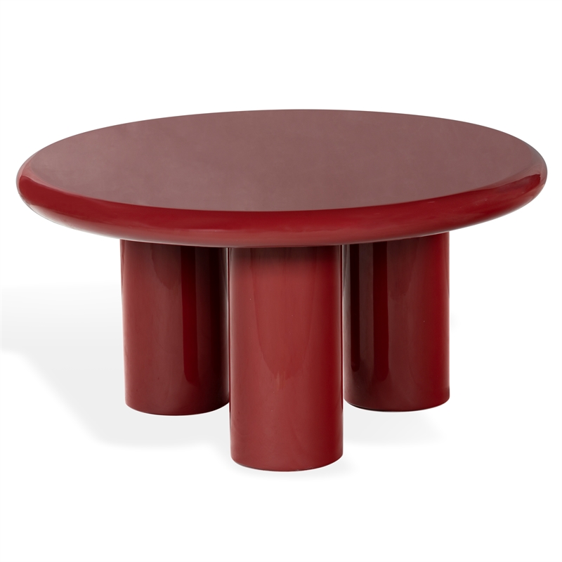 Safavieh Lollita Round Concrete Coffee Table in Red