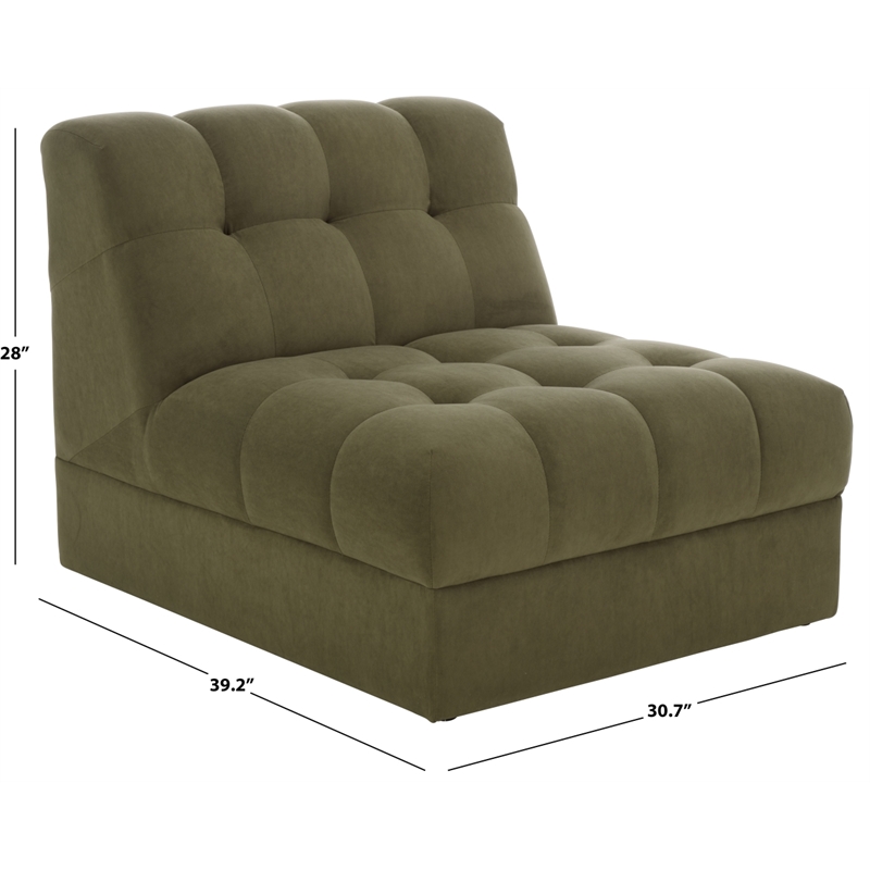 Safavieh Thane Velvet Wood Accent Chair in Green