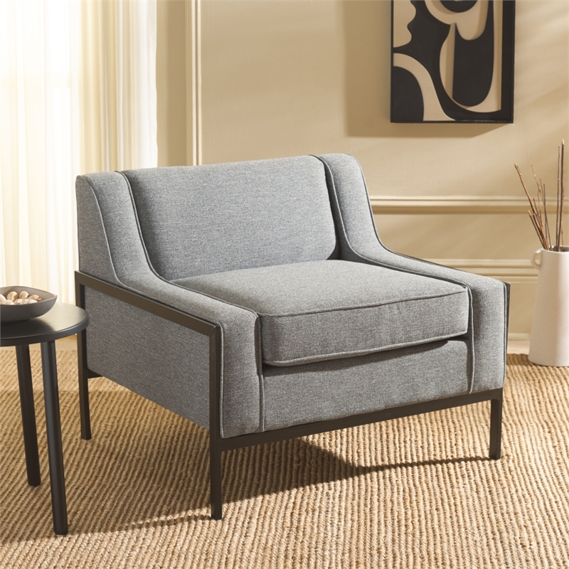 Safavieh Somerled Wood and Metal Accent Chair in Gray / Black