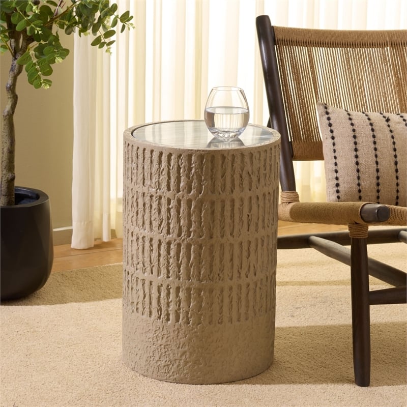 Safavieh Venti Wood Accent Table in Taupe / Black