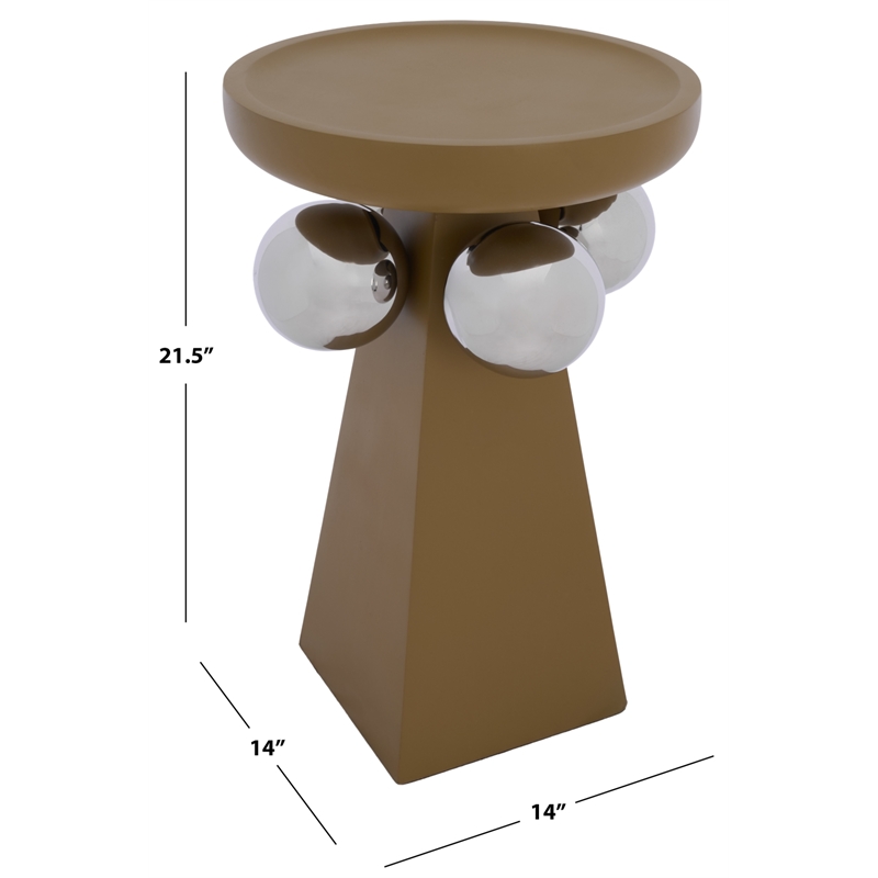 Safavieh Banks Wood and Steel Accent Table in Mustard / Silver