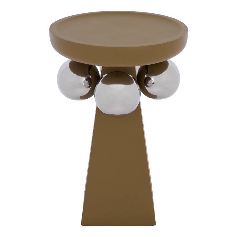 Safavieh Banks Wood and Steel Accent Table in Mustard / Silver