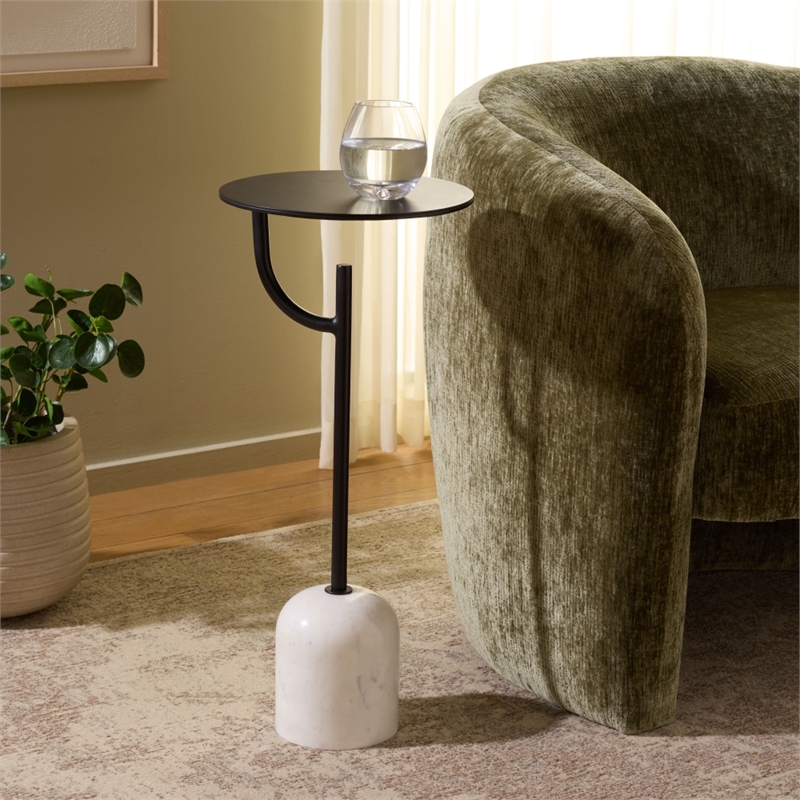 Safavieh Harlowe  Marble and Iron Accent Table in Black / White