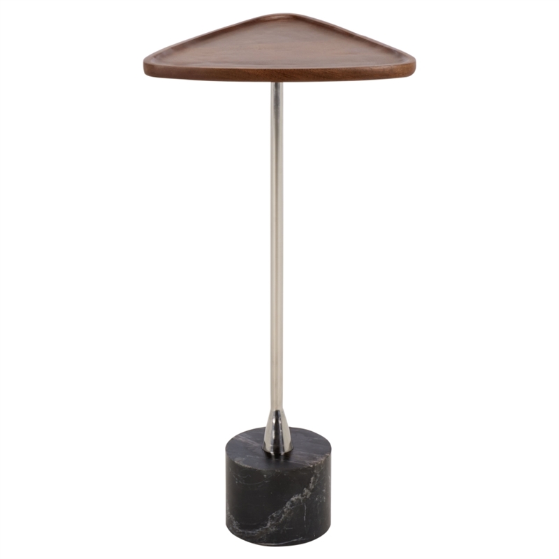 Safavieh Kristel Wood and Marble Accent Table in Brown/Silver/Black