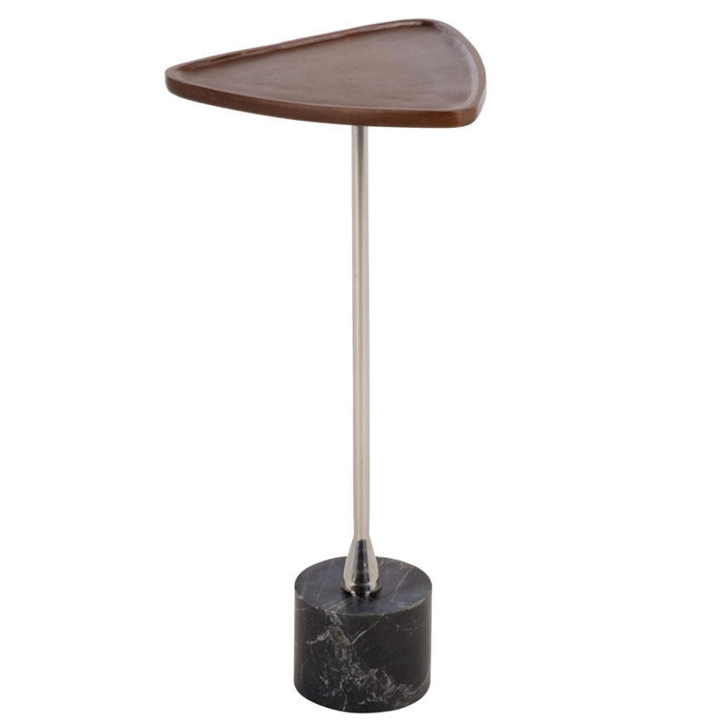 Safavieh Kristel Wood and Marble Accent Table in Brown/Silver/Black