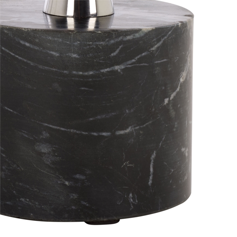 Safavieh Kristel Wood and Marble Accent Table in Brown/Silver/Black
