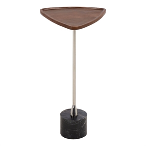 Safavieh Kristel Wood and Marble Accent Table in Brown/Silver/Black
