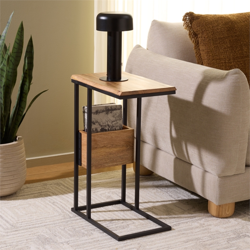 Safavieh Amirah Wood Accent Table in Natural / Black