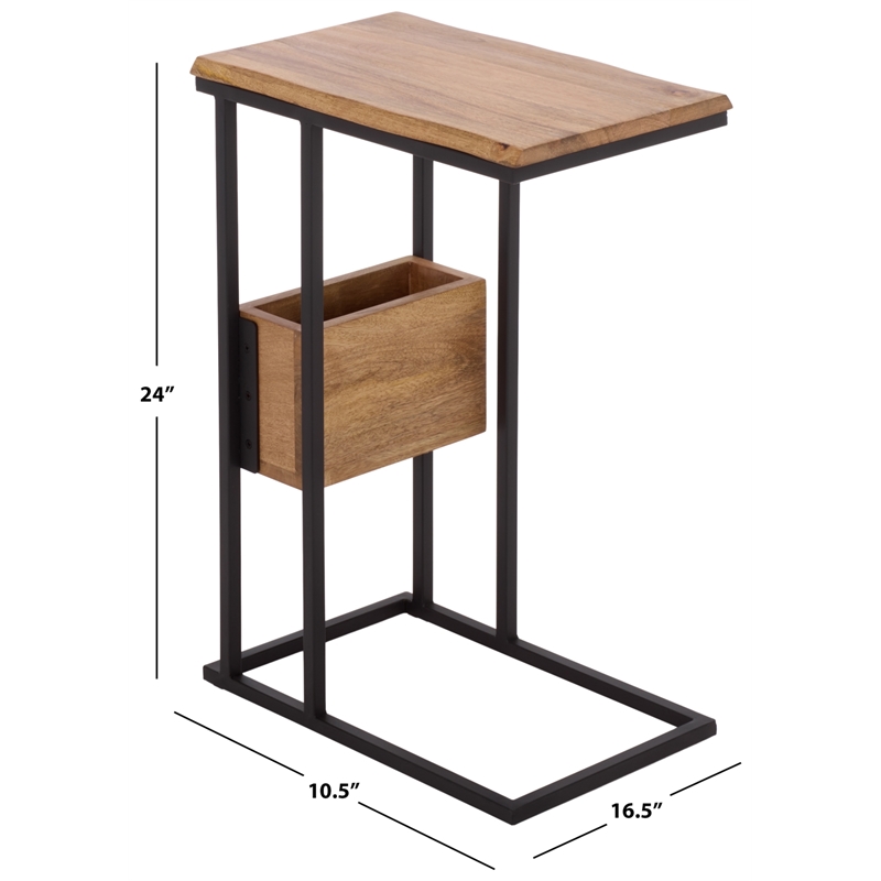 Safavieh Amirah Wood Accent Table in Natural / Black