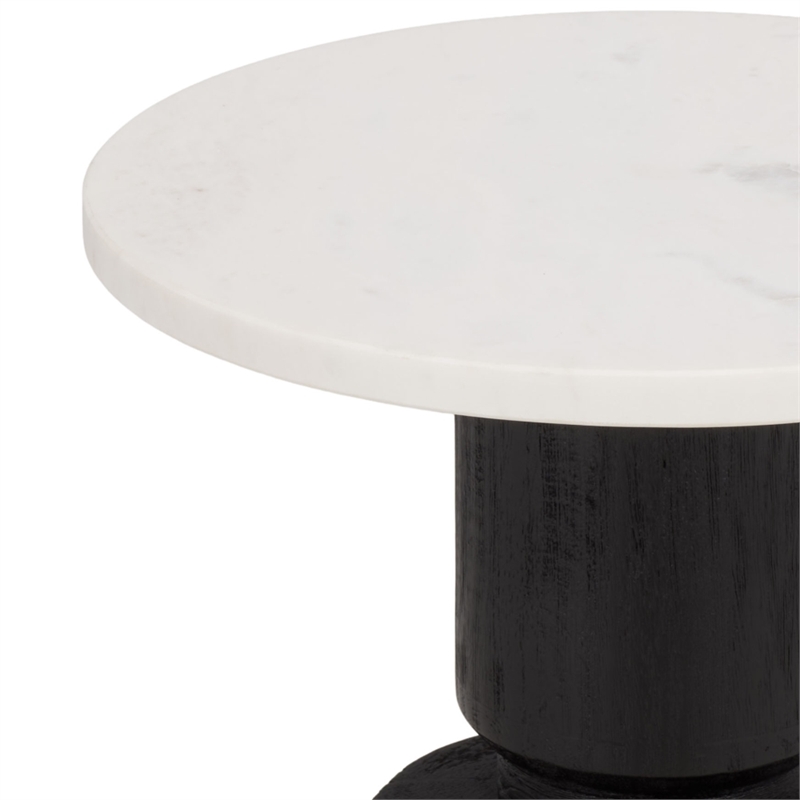 Safavieh Kyla Wood and Marble Accent Table in Black / White