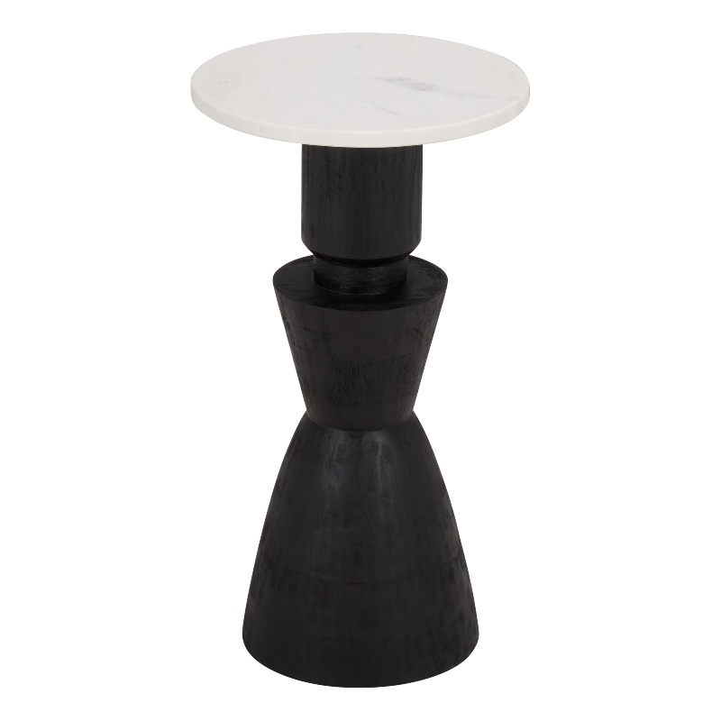 Safavieh Kyla Wood and Marble Accent Table in Black / White