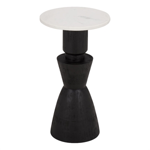 Safavieh Kyla Wood and Marble Accent Table in Black / White