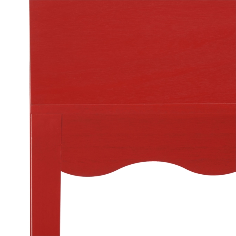 Safavieh Litith Square Wave Wood  Accent Table in Red