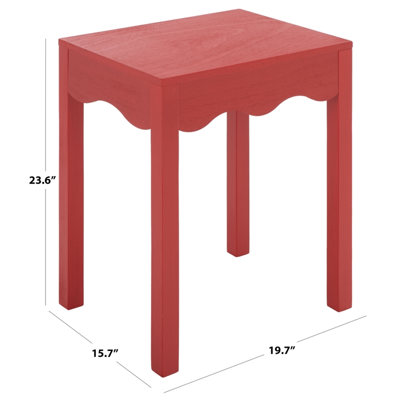 Safavieh Litith Square Wave Wood  Accent Table in Red
