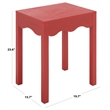 Safavieh Litith Square Wave Wood  Accent Table in Red