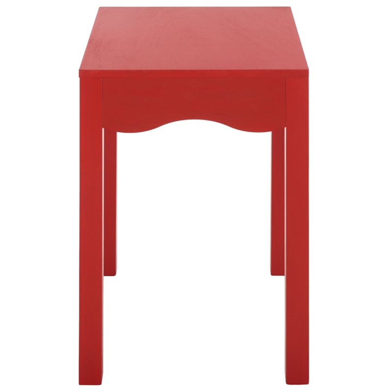 Safavieh Litith Square Wave Wood  Accent Table in Red