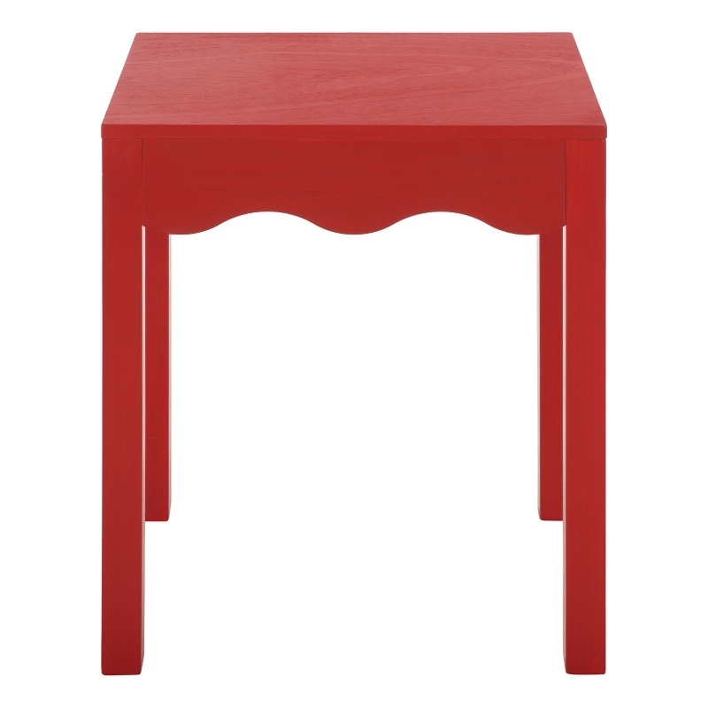 Safavieh Litith Square Wave Wood  Accent Table in Red