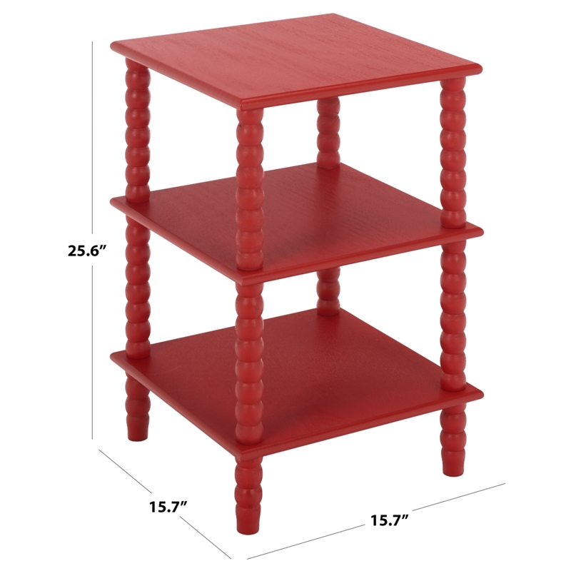 Safavieh Dilyn 3 Shelf Wood Accent Table in Red