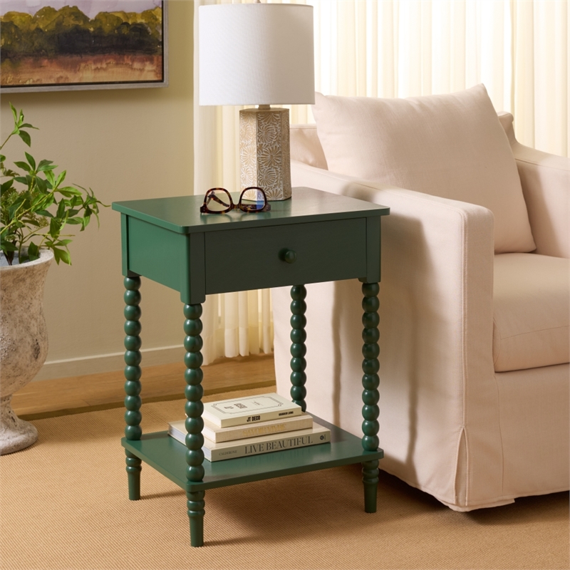 Safavieh Orbis One Wood Drawer Accent Table in Green