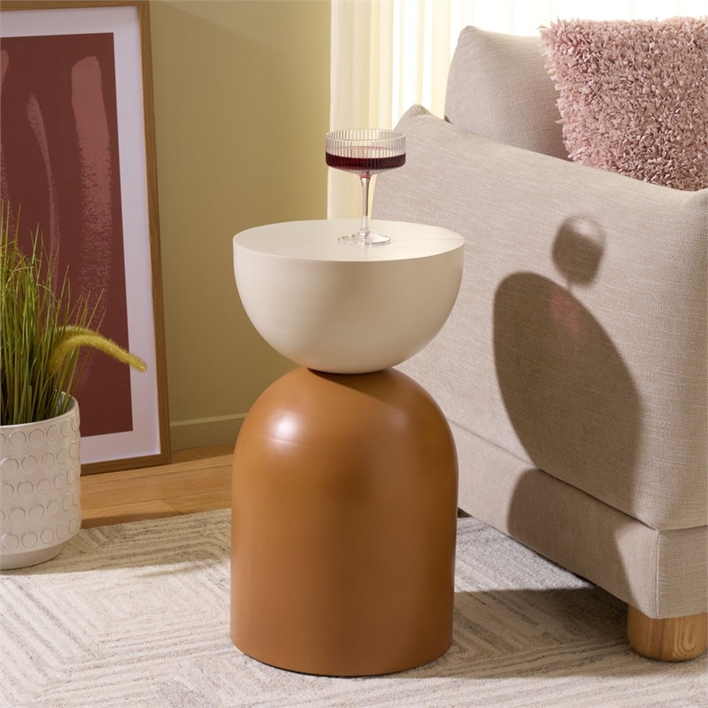 Safavieh Tuleen Iron Accent Table in Mustard / Ivory