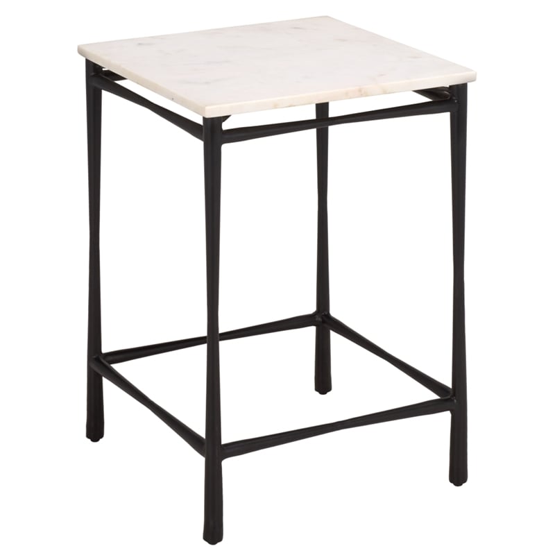 Safavieh Nadezhda Marble and Iron Accent Table in White/ Black