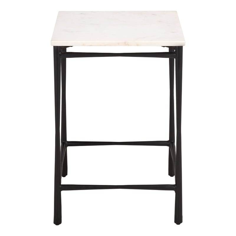Safavieh Nadezhda Marble and Iron Accent Table in White/ Black