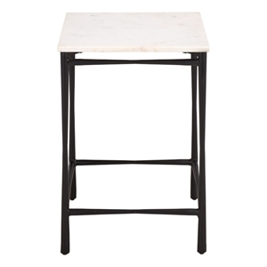 Safavieh Nadezhda Marble and Iron Accent Table in White/ Black
