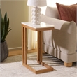 Safavieh Zinaida Marble and Wood Accent Table in White / Natural