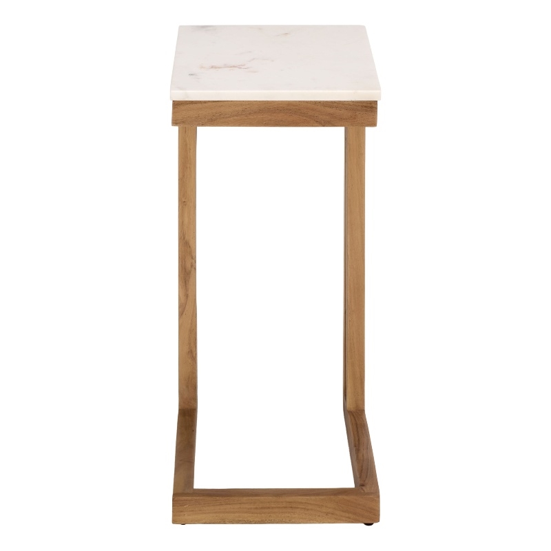 Safavieh Zinaida Marble and Wood Accent Table in White / Natural