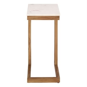 Safavieh Zinaida Marble and Wood Accent Table in White / Natural