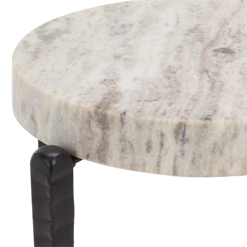 Safavieh Yaroslava Marble and Iron Accent Table in Gray / Black