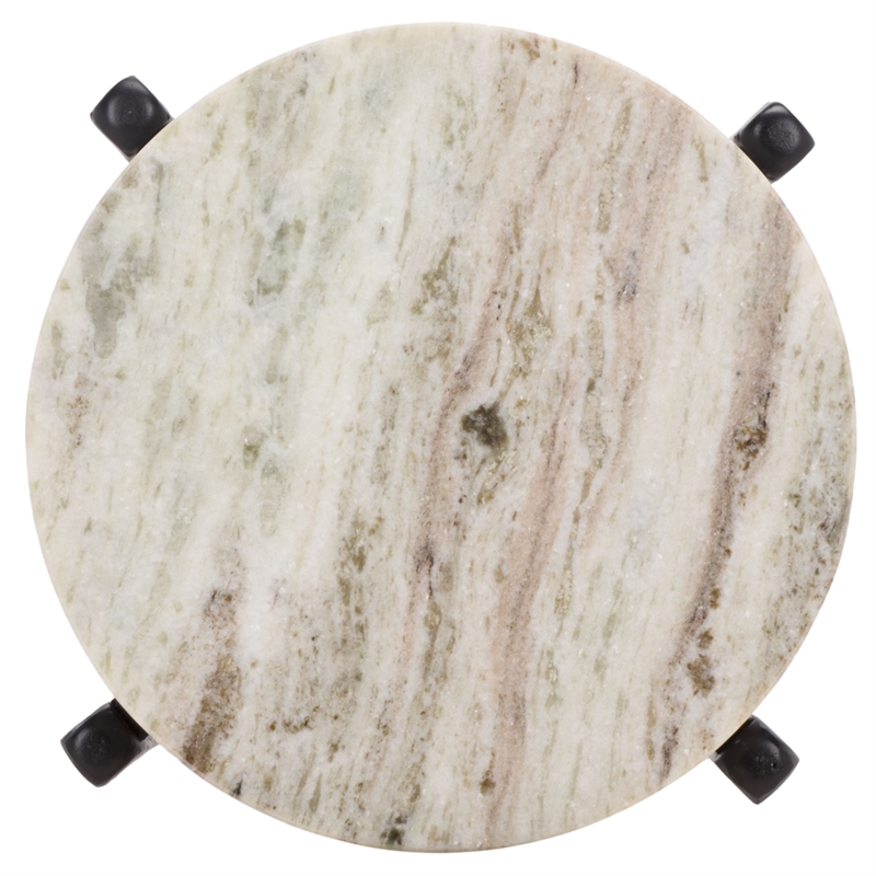 Safavieh Yaroslava Marble and Iron Accent Table in Gray / Black