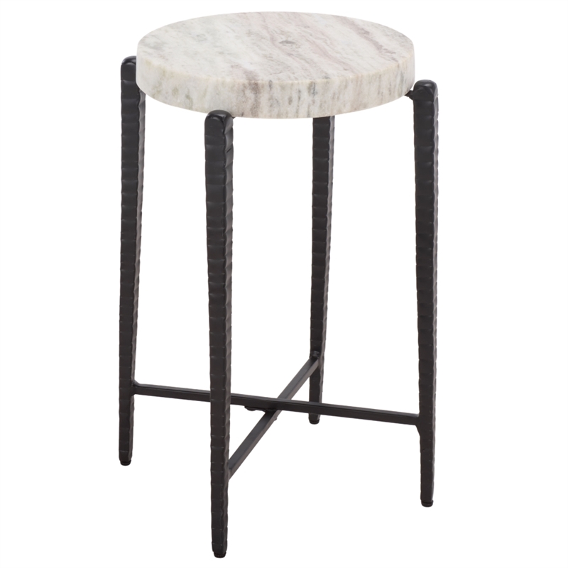 Safavieh Yaroslava Marble and Iron Accent Table in Gray / Black