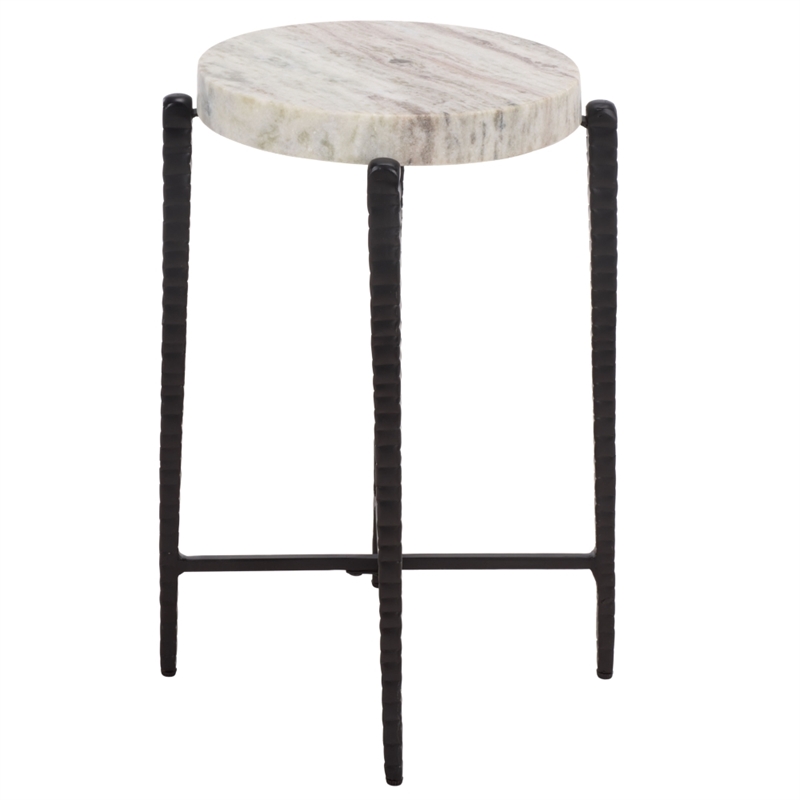 Safavieh Yaroslava Marble and Iron Accent Table in Gray / Black