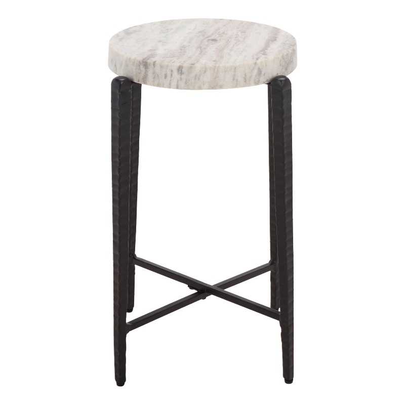 Safavieh Yaroslava Marble and Iron Accent Table in Gray / Black