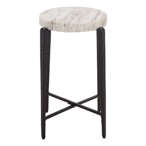 Safavieh Yaroslava Marble and Iron Accent Table in Gray / Black