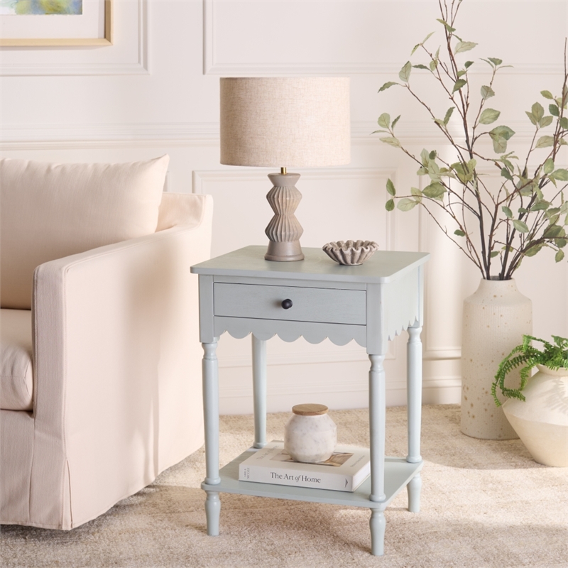 Safavieh Haven 1 Wood Top Drawer Accent Table in Gray