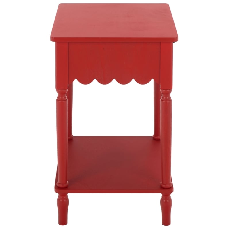Safavieh Haven 1 Wood Top Drawer Accent Table in Red