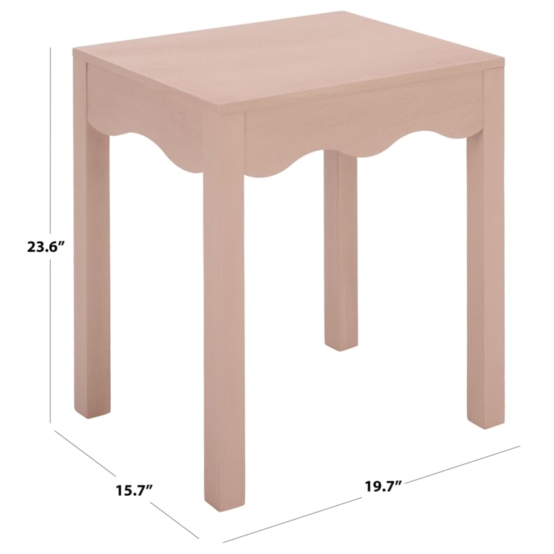 Safavieh Litith Square Wave Wood Accent Table in Pink