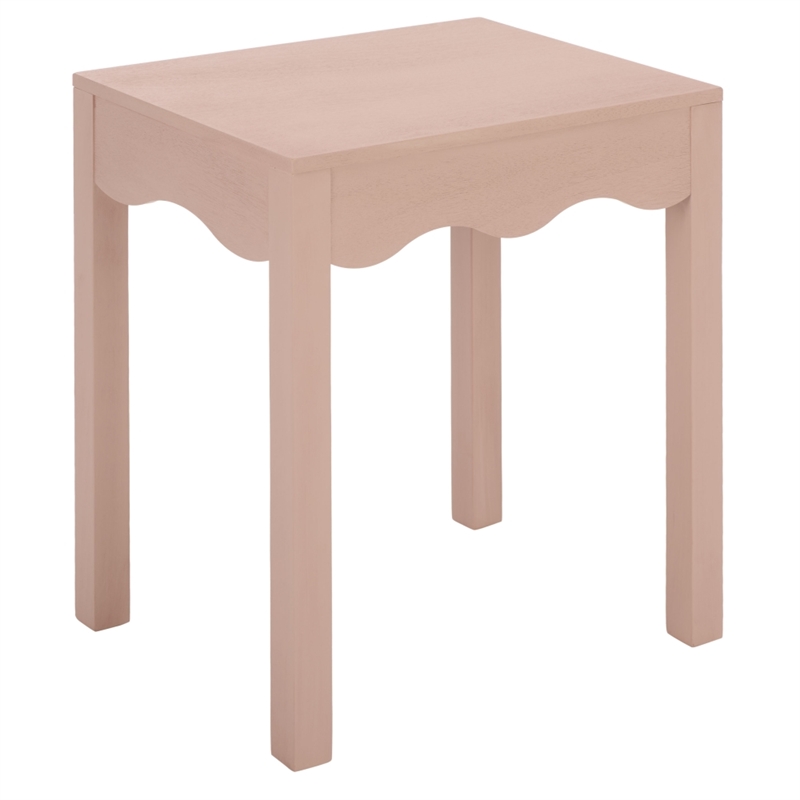 Safavieh Litith Square Wave Wood Accent Table in Pink