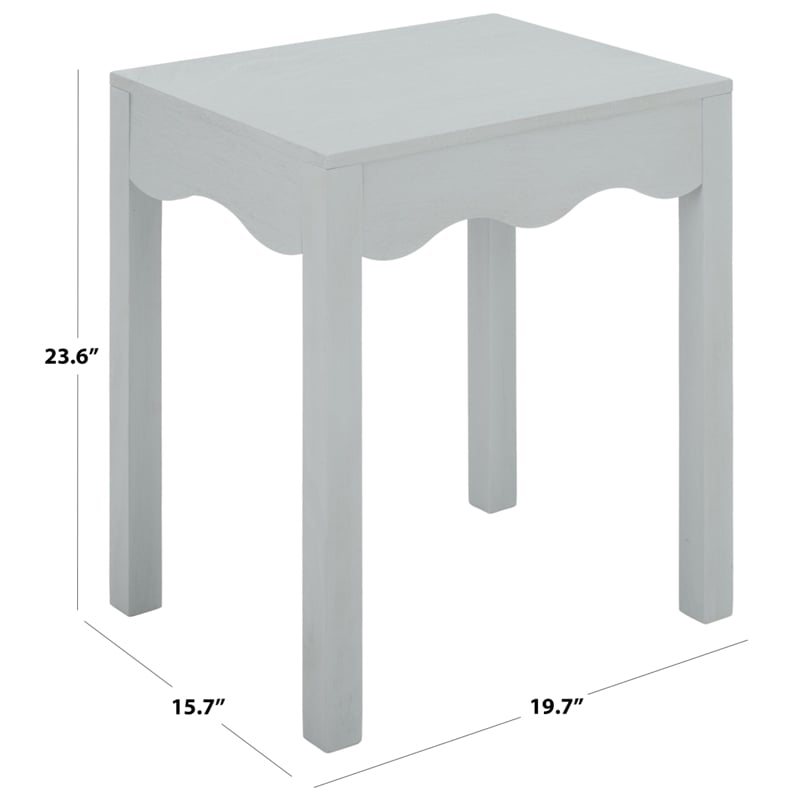 Safavieh Litith Square Wave Wood Accent Table in Gray