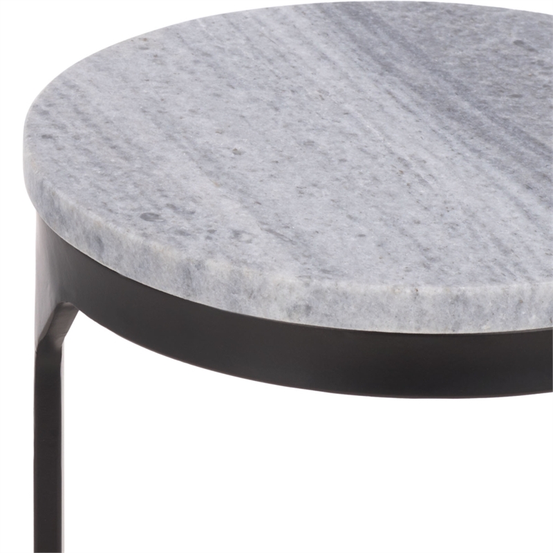 Safavieh Daedalus Round Iron and Marble Drink Accent Table in Gray /Black