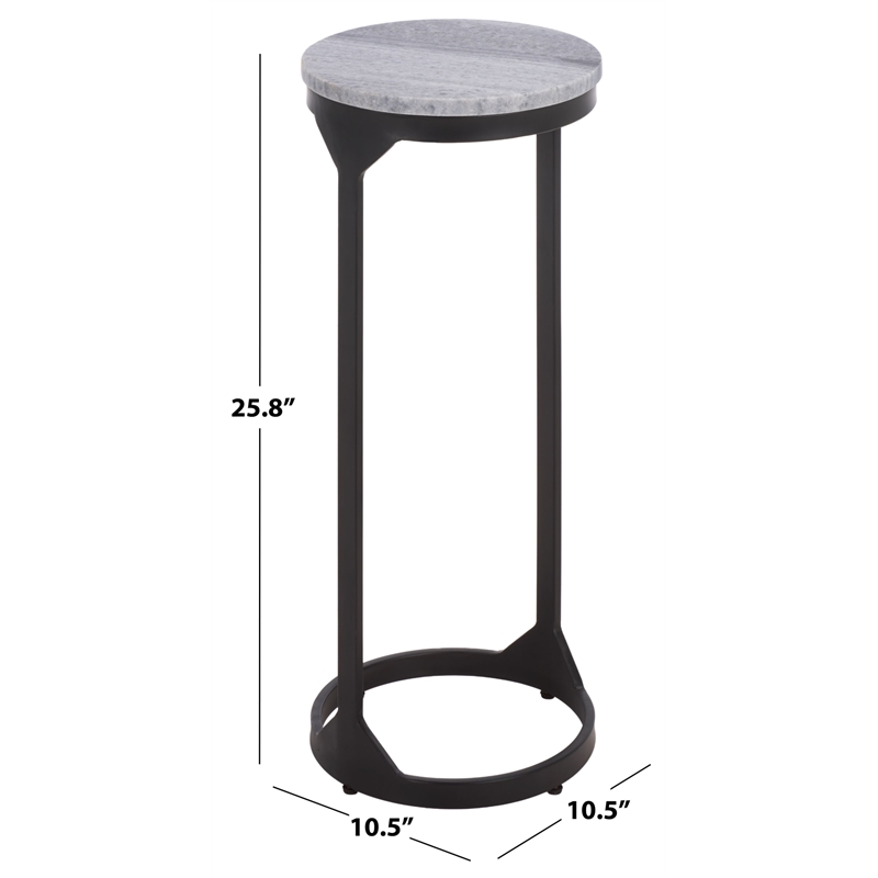 Safavieh Daedalus Round Iron and Marble Drink Accent Table in Gray /Black