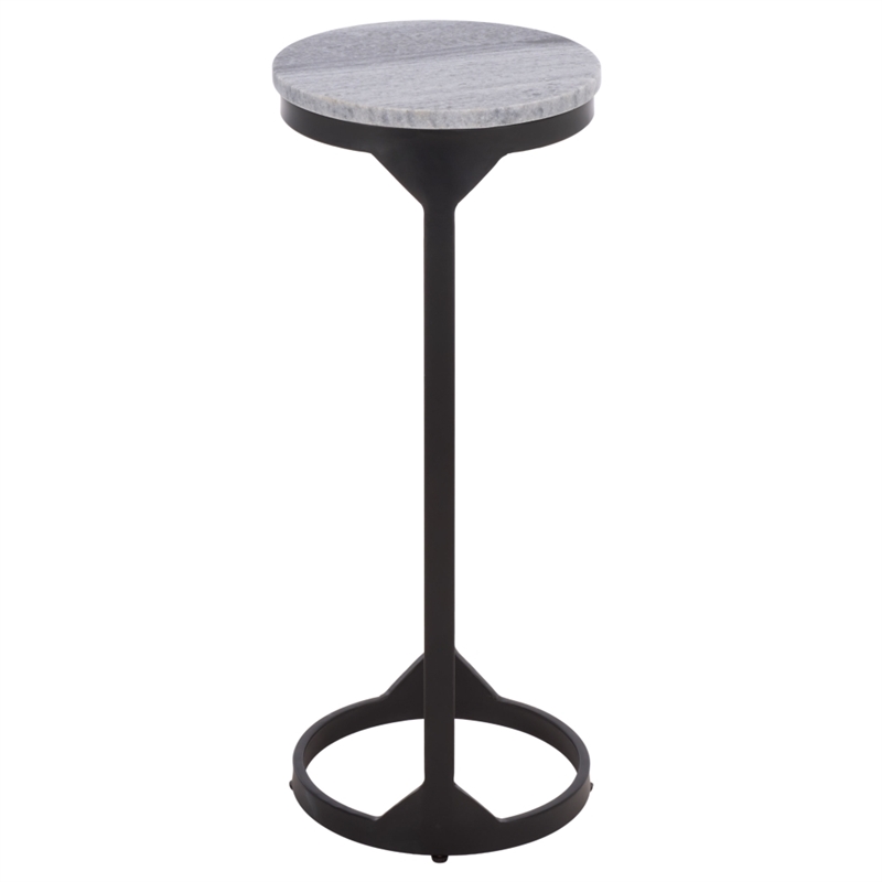 Safavieh Daedalus Round Iron and Marble Drink Accent Table in Gray /Black
