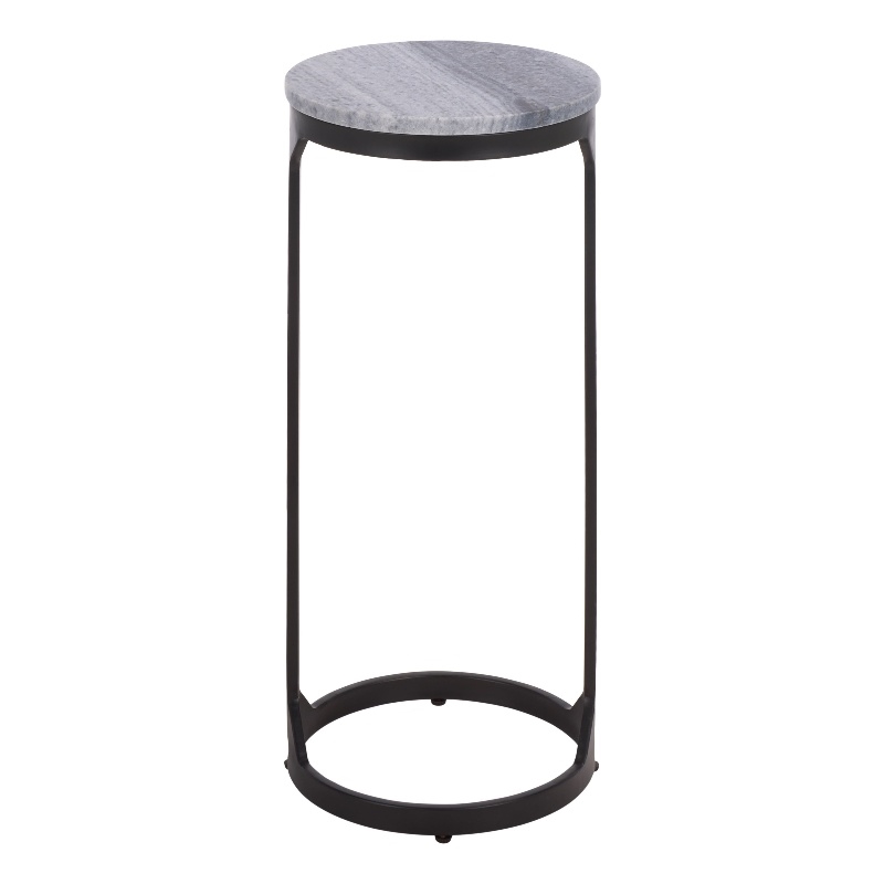 Safavieh Daedalus Round Iron and Marble Drink Accent Table in Gray /Black
