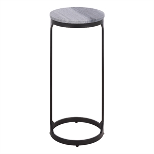 Safavieh Daedalus Round Iron and Marble Drink Accent Table in Gray /Black