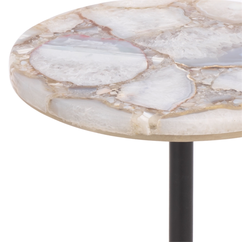 Safavieh Dagnall Round Iron Drink Accent Table in White / Black