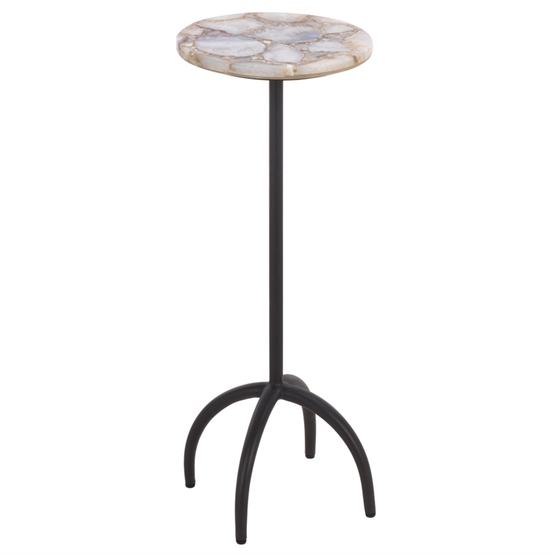 Safavieh Dagnall Round Iron Drink Accent Table in White / Black